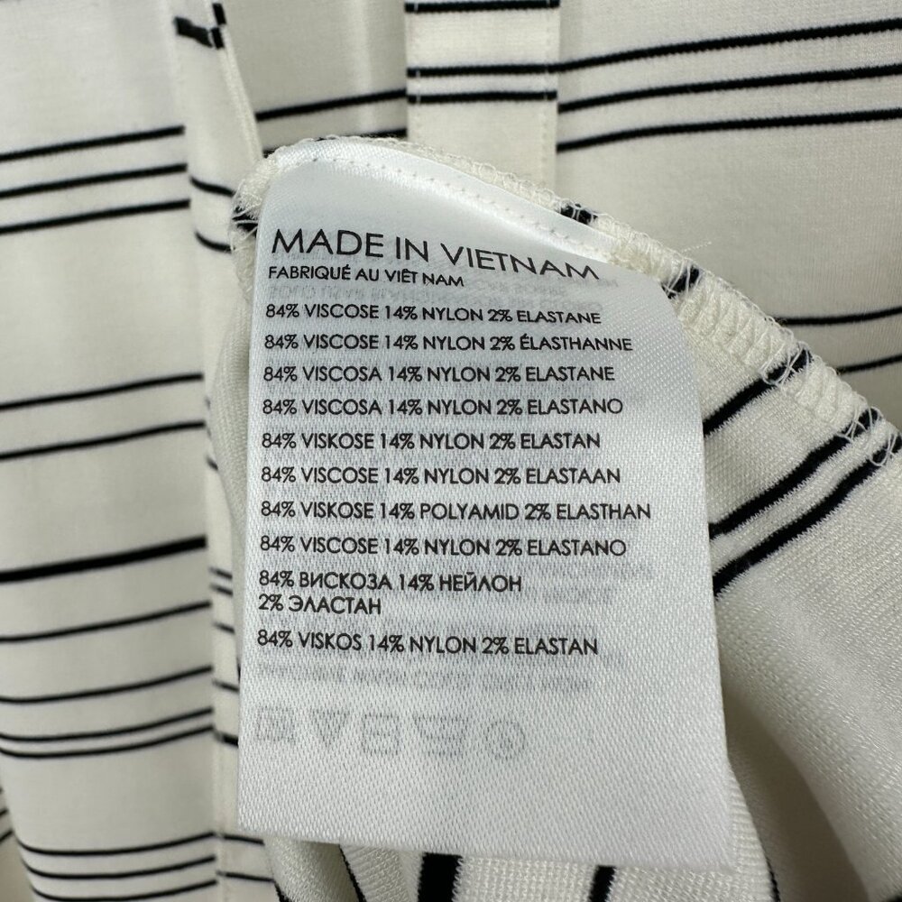 Club Monaco Striped Square Neck Knit Midi Dress Ivory Egret Black Large - Picture 8 of 11